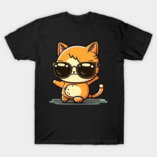 Cute ginger cat wearing sunglasses T-Shirt